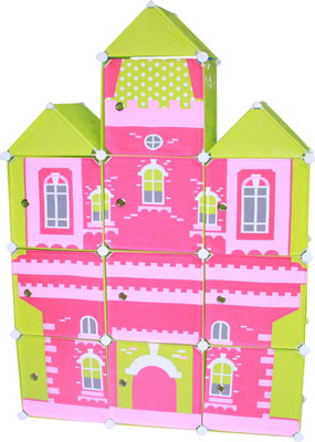

kashti Pink 10 Shelfs castle cabinet PP Collapsible Wardrobe(Finish Color - Pink)