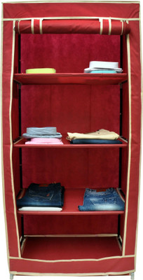 

Solace Single Row Carbon Steel Collapsible Wardrobe(Finish Color - Maroon)