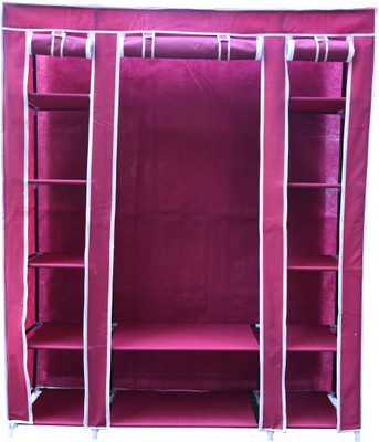 

Karmax Polyester Collapsible Wardrobe(Finish Color - Maroon)