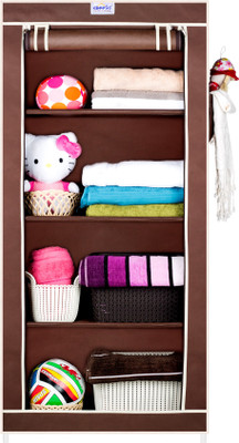 

CbeeSo 4 Racks Carbon Steel Collapsible Wardrobe(Finish Color - DARK BROWN)