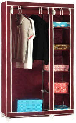 

Pindia Fancy & Portable Aluminium Collapsible Wardrobe(Finish Color - Maroon -wardrobe)