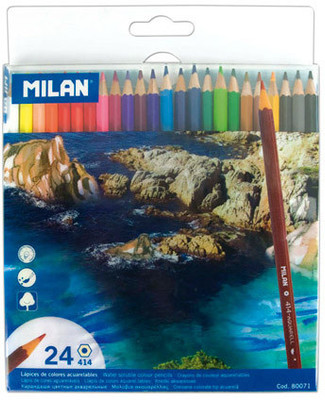 

Milan Water Soluble 24 Hexagonal Shaped Color Pencils(Set of 1, Multicolor)