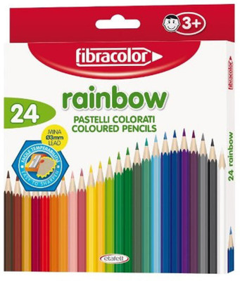 

Fibracolor Rainbow Colors Traditional Hexagonal Shape with pointed tip Shaped Color Pencils(Set of 1, Multicolor)