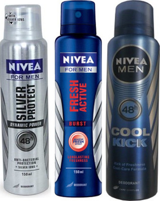 

Nivea Silver Protect Dynamic Power,Cool Cick,Fresh Active Burst (Set Of 3)Deo For Men Combo Set(Set of 3)
