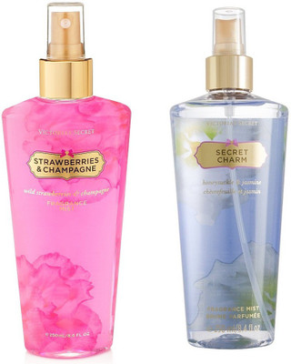 

Victoria's secret Fragrance Body Mist Set Strawberry and Champagne and Secret Charm for Women (250 ml x 2) Combo Set(Set of 2)