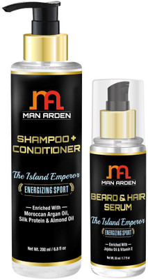 Man arden Shampoo & Conditioner + Hair Serum (The Island Emperor Kit) Combo Set