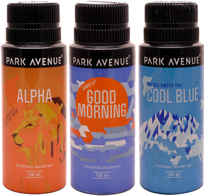 Park avenue Park Avenue Alpha, Cool Blue, Good Morning Pack of 3 Deodorants Combo Set(Set of 3)