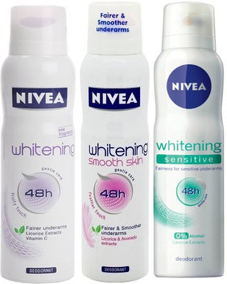 

Nivea Whitening Sensitive ,Fruity Touch,Smooth Skin Deodorants Pack of 3 For women Combo Set(Set of 3)