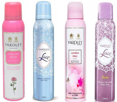 

Yardley london English Rose Lace LondonMist Lace satin Combo Set(Set of 4)