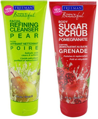 

Freeman Refining Cleanser Pear,Sugar Scrub Pomegranate Gift Set Combo Set(Set of 2)