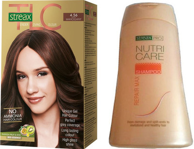 

Streax TLC Mahagony Hair Color and Pro Nutricare Repair Max Shampoo Combo Set(Set of 2)