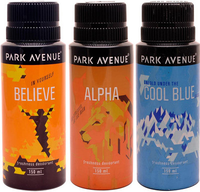 Park avenue Park Avenue Believe, Alpha, Cool Blue Pack of 3 Deodorants Combo Set(Set of 3)