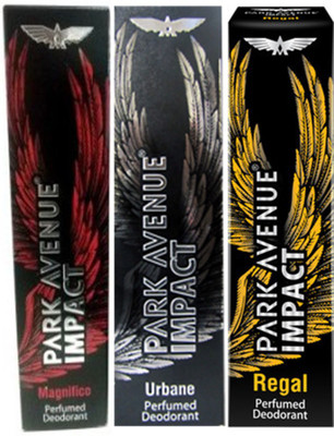 

Park avenue Impact Magnifico,Urbane,Regal prefumed Deodorants pack of 3 for Men Combo Set(Set of 3)