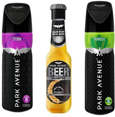 

Park avenue Storm, Tranquil,Anti Dandruff Beer Shampoo Combo Set(Set of 3)