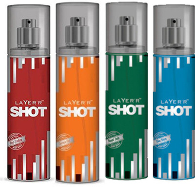 

Layer'r Shot (Set Of 4)Red,Smokin,Royal,Blaze Deodorants Pack For Men Combo Set(Set of 4)