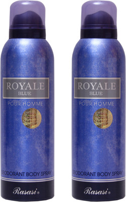 

Rasasi 2 Royale Blue Men Deodorant Spray - For Men(400 ml, Pack of 2)