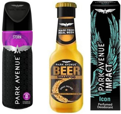 

Park avenue Storm,Icon,Damage Beer Shampoo Combo Set(Set of 3)