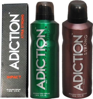 

Adiction Strong Rio,Vegas,Impact Deodorants Pack of 3 for Men Combo Set(Set of 3)