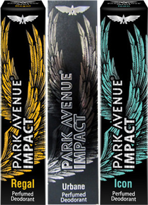 

Park avenue Impact Regal,Urbane,Icon prefumed Deodorants pack of 3 for Men Combo Set(Set of 3)