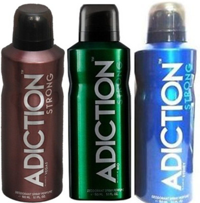 

Adiction Strong Vegas,Rio,Sydney Deodorants Pack of 3 for Men Combo Set(Set of 3)
