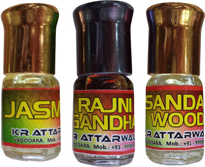 

Kr Attarwala Natural Fragrances of Rajnigandha, Sandal Wood and Jasmine Gift Set Combo Set(Set of 3)
