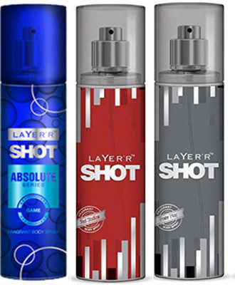 Layer'r Shot (Set Of 3) Red,Play,Game Deodorants Pack For Men Combo Set(Set of 3)
