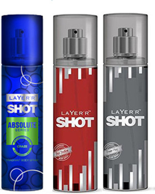 

Layer'r Shot (Set Of 3) Red,Play,Craze Deodorants Pack For Men Combo Set(Set of 3)
