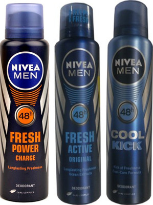 

Nivea Fresh Original,Fresh Power Charge,Cool Cick (Set Of 3) Deo For Men Combo Set(Set of 3)