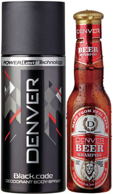 Denver Deo Black Code 150 Ml & Beer Shampoo 100 Ml Combo Set(Set of 2)