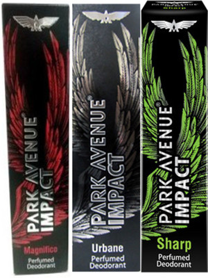 

Park avenue Impact Magnifico,Urbane,Sharp prefumed Deodorants pack of 3 for Men Combo Set(Set of 3)