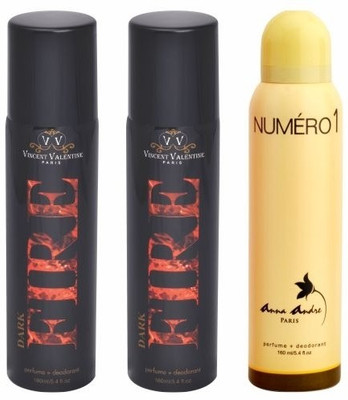 

Vincent valentine paris Set of Dark Fire, Dark Fire & Numero 1 Deodorants Combo Set(Set of 3)
