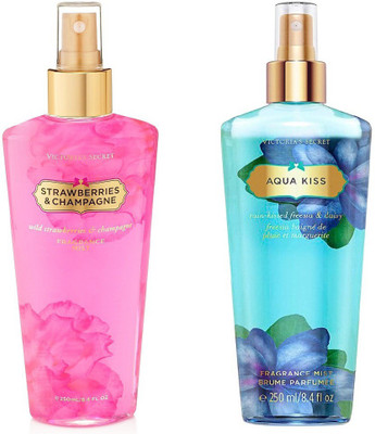 

Victoria's secret Victoria's Secret Fragrance Body Mist Set Aqua Kiss and Strawberry and Champagne for Women (250 ml x 2) Combo Set(Set of 2)