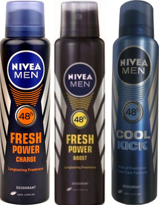 

Nivea Fresh Boost,Fresh Charge,Cool Cick (Set Of 3) Deo For Men Combo Set(Set of 3)