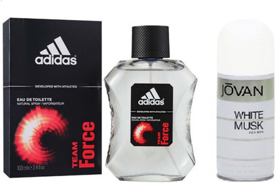 

Adidas Live It Combo's In EDT Team Force & Jovan Men's The White Musk Deo Combo Set(Set of 2)