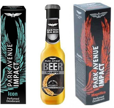 

Park Avenue Icon,Magnificco and Anti Dandruff Beer Shampoo Combo Set(Set of 3)