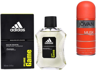 

Adidas Live It Combo's In EDT Pure Game & Jovan Men's The Musk Deo Combo Set(Set of 2)