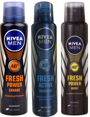 

Nivea Fresh Power Boost,Fresh Power Charge,Fresh Active Original (Set Of 3) Deo For Men Combo Set(Set of 3)