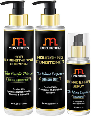 

Man arden Hair Strengthening Shampoo + Hair Conditioner + Hair Serum (The Island Emperor Kit) Combo Set