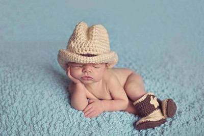 

Rex Costume Photography Prop Baby Infant Lovely Cowboy Crochet Knitted Costume Cap Shoes Combo Set(Set of 2)