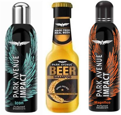 

Park avenue Icon,Magnificco and Damage Beer Shampoo Combo Set(Set of 3)
