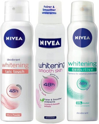 

Nivea Whitening Sensitive ,Talc Touch,Smooth Skin Deodorants Pack of 3 For Women Combo Set(Set of 3)