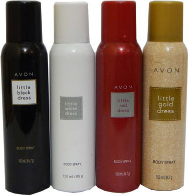 

Avon Little Black & White & Red & Gold Dress Body Each 150 ml Combo Set(Set of 4)