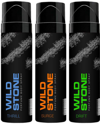

Wild stone Surge Thrill And Drift No Gas Perfumed Deodorant Spray 120ml Each Combo Set(Set of 3)