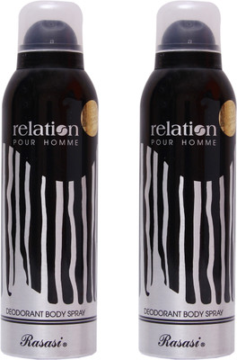 

Rasasi 2 Relation Men Deodorant Spray - For Men(400 ml, Pack of 2)