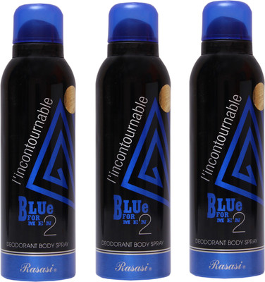 

Rasasi 3 Blue Incontournable Deodorant Spray - For Women(600 ml, Pack of 3)