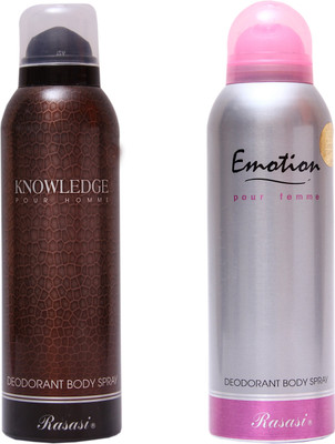 

Rasasi Knowledge Men::Emotion Women Combo Set(Set of 2)