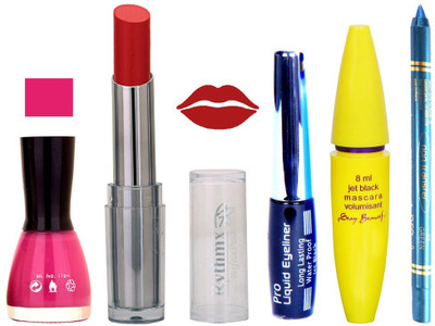 

Rythmx Lipstick, Nail Polish, Kajal, Eyeliner, Mascara, Sindoor, Nail Polish Remover Makeup kit Combo offer Pack of 7(Set of 7)