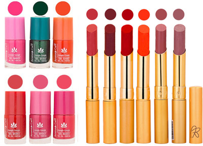 

Aroma Care Perfect Combo of Nail Polish and Rythm Lipstick Popular Shades in Wholesale Rate 2332017103(Set of 12)