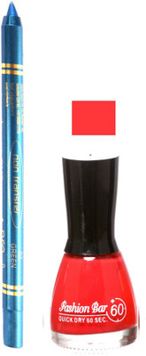 

Fashion Bar Glowing Pink Nail Polish With Pro Non Transfer Turquoise Blue Kajal 70(Set of 2)