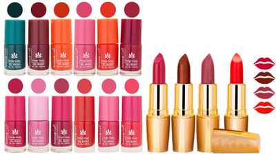 

Aroma Care Gel Nail Polish Set Quick Dry, Long Lasting and Creamy Matte Lipstick Combo 1226(Set of 16)